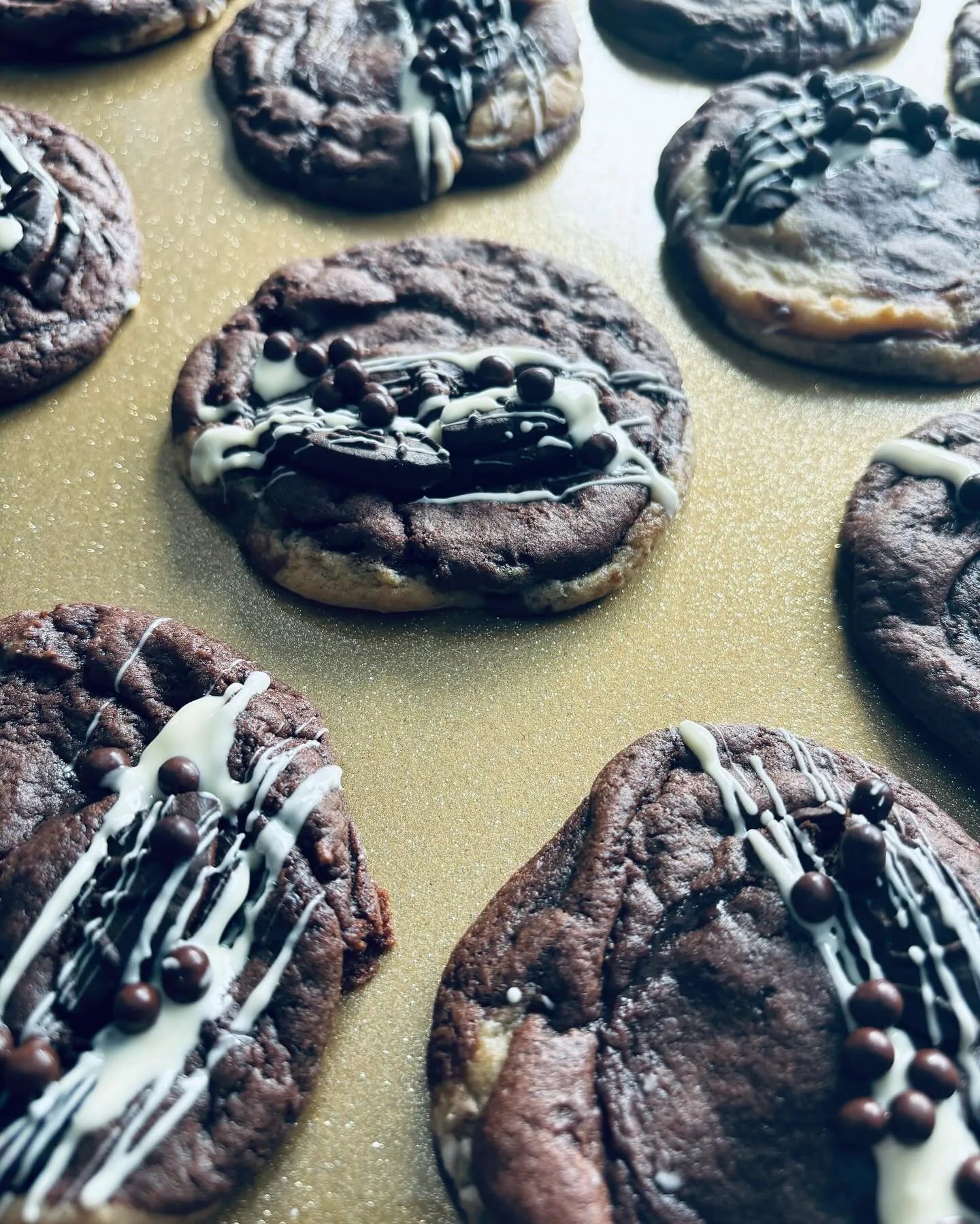 Chocolate oreo white drizzle gold tray