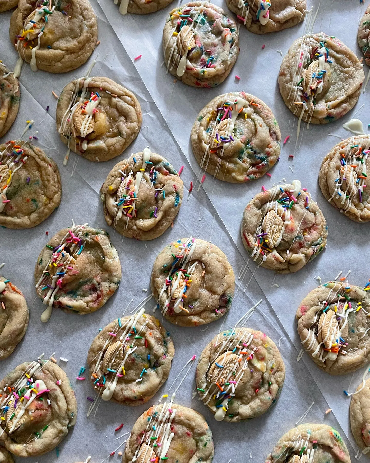 Rainbow jimmie sprinkle golden oreo cookies