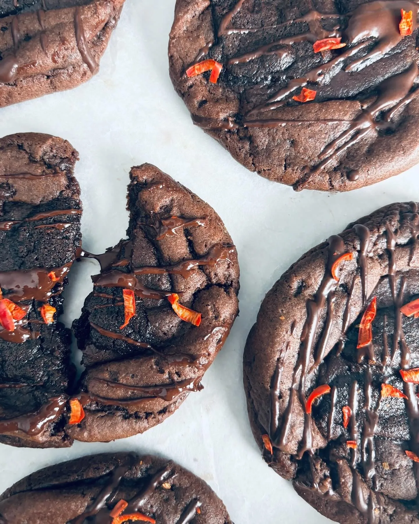 Spicy chocolate fudge broken open